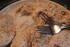 Boiled chicken to be shredded